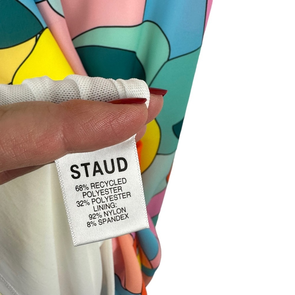 NWT Staud Sz XS Women's The Kai Midi Halter Neck Dress in Citrus Kaleidoscope - Picture 9 of 16